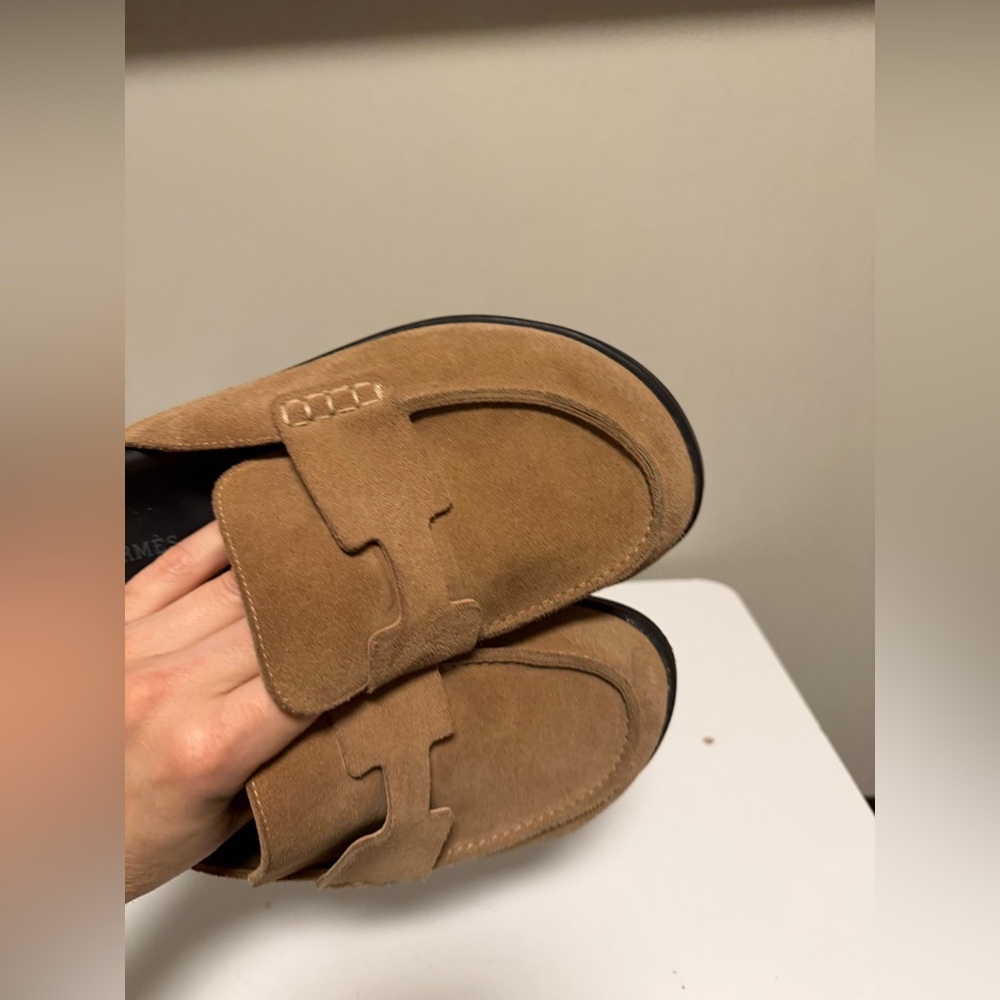 Hermes Womens Suede Mule Loafers Beige EU 39/ US 8-8.5 - Picture 11 of 13